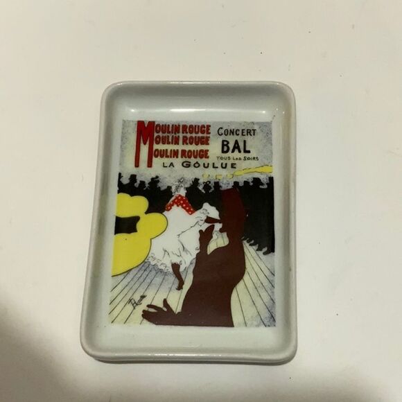 Vintage MOULIN ROUGE Concert Bal La Goulue LIMOGES FRANCE Dish Ash Tray 3" x 4" - Picture 1 of 3